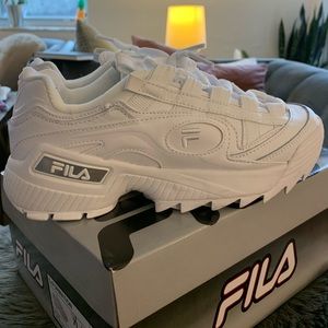 Fila all white D formation sneakers with box